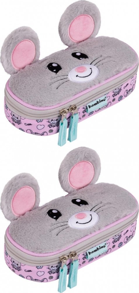 2x Piórnik szkolny Bambino PCL1 Mouse, usztywniany, 9.5x21x3.5cm