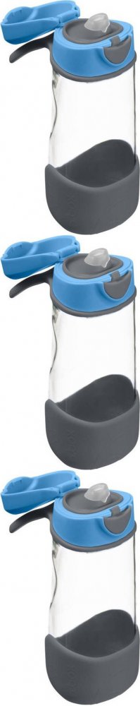 3x Bidon na wodę B.Box, z ustnikiem, tritan, 450 ml, Blue Slate
