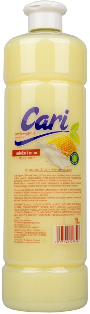 Mydło w płynie Cari ,mleko i miód, 1l