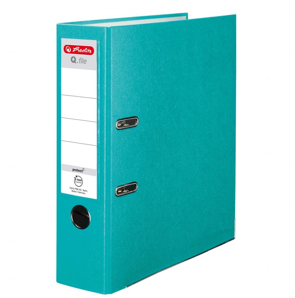 Segregator A4 Herlitz Q.file, 80mm, turkusowy
