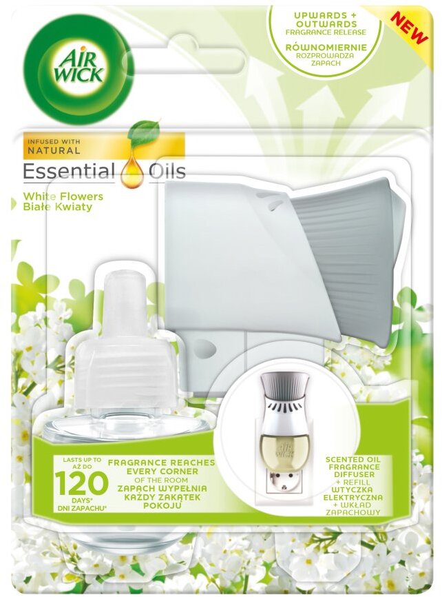 Odświeżacz elektryczny Air Wick Essential Oils, białe kwiaty, urządzenie + wkład 19ml