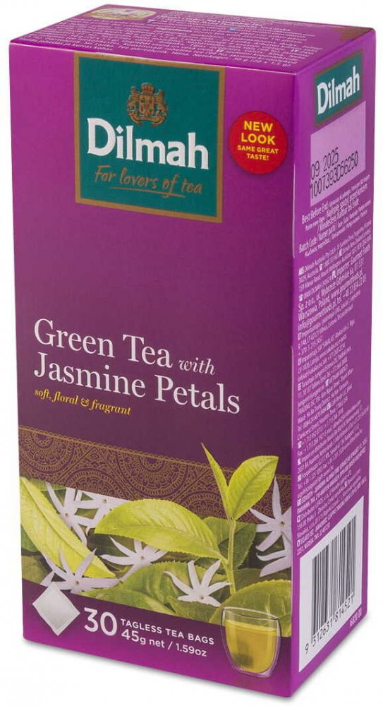 Herbata zielona smakowa w torebkach Dilmah Green Tea, z kwiatami jaśminu, 30 sztuk x 1.5g
