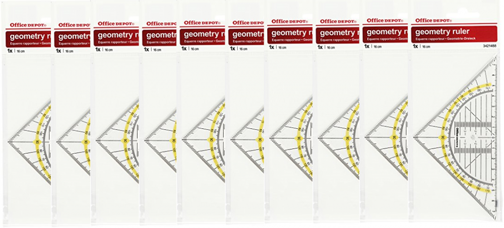 10x ekierka Office Depot, 16cm, z kątomierzem, transparentny