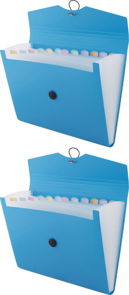 2x Teczka z przegródkami D.Rect 5580, A4, 12 przekładek, niebieski