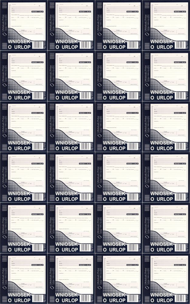 24x Druk akcydensowy Wniosek o urlop MiP 513-4, 2/3 A5, offsetowy, 40k