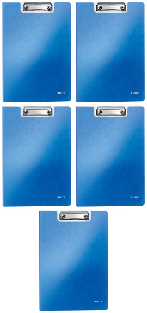 5x Clipboard Leitz Wow, z okładką, A4, niebieski