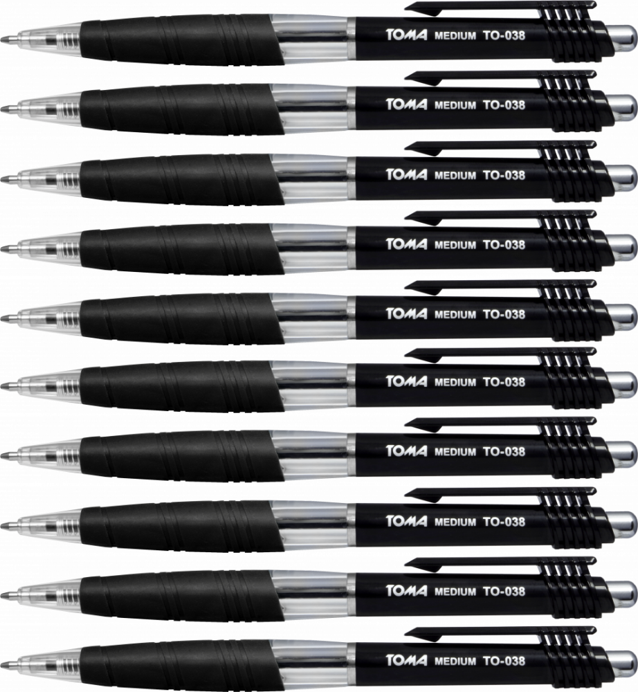 10x Długopis automatyczny Toma TO-038, Medium, 1mm, czarny