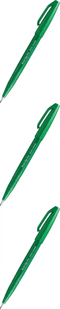 3x Pisak pędzelkowy do kaligrafii Pentel Brush Sign Pen SES15C, 2.07mm, zielony