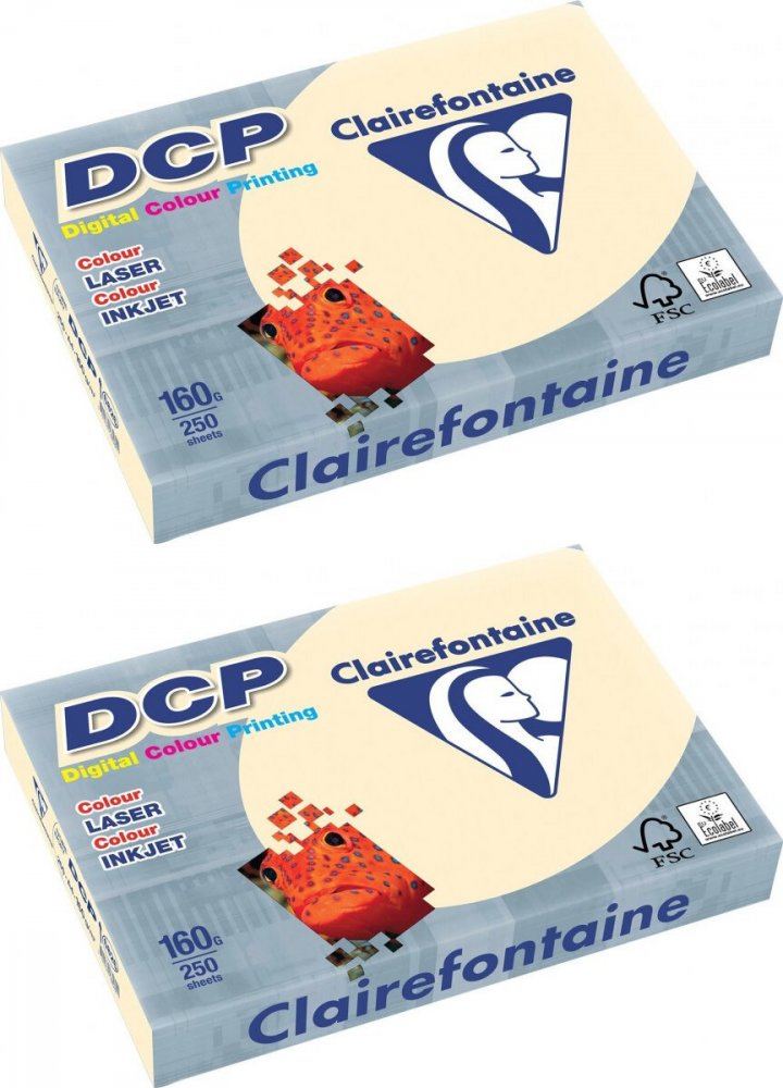 2x Papier satynowany Clairefontaine DCP Ivory A4, 160g/m2, 250 arkuszy, kremowy