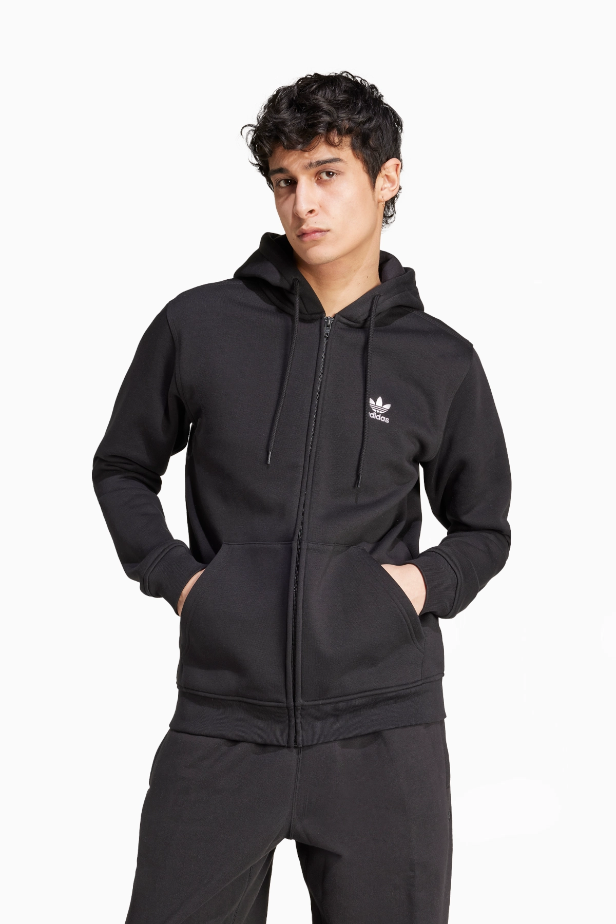 Bluza z kapturem adidas Trefoil Essentials FZ - Czarny