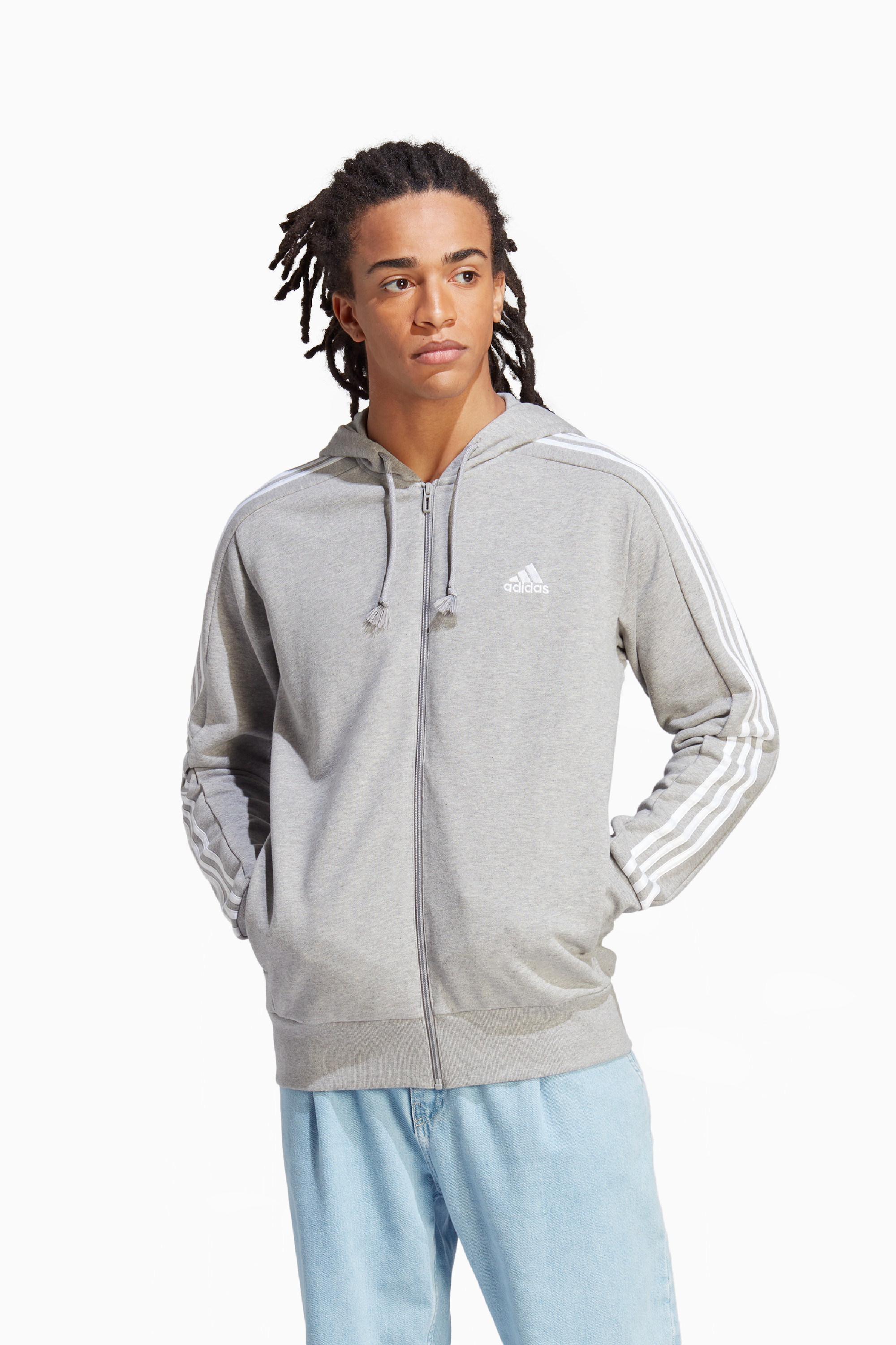 Bluza z kapturem adidas Essentials 3-S FZ - Szary