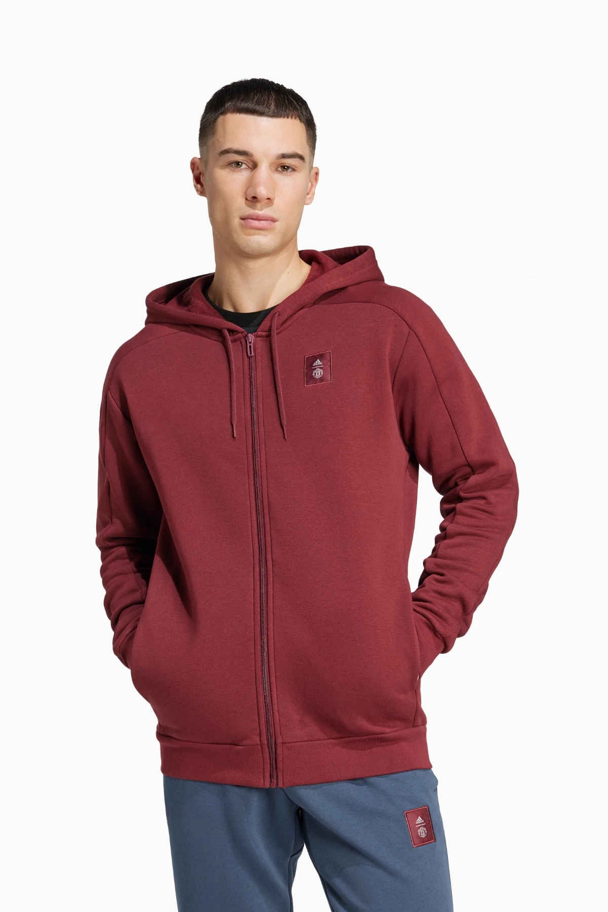 Bluza z kapturem adidas Manchester United 24/25 Seasonal FZ - Bordowy