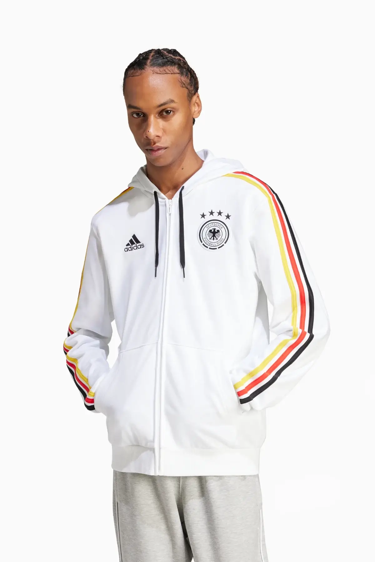 Bluza z kapturem Reprezentacji Niemiec adidas 2024 DNA FZ - Biały
