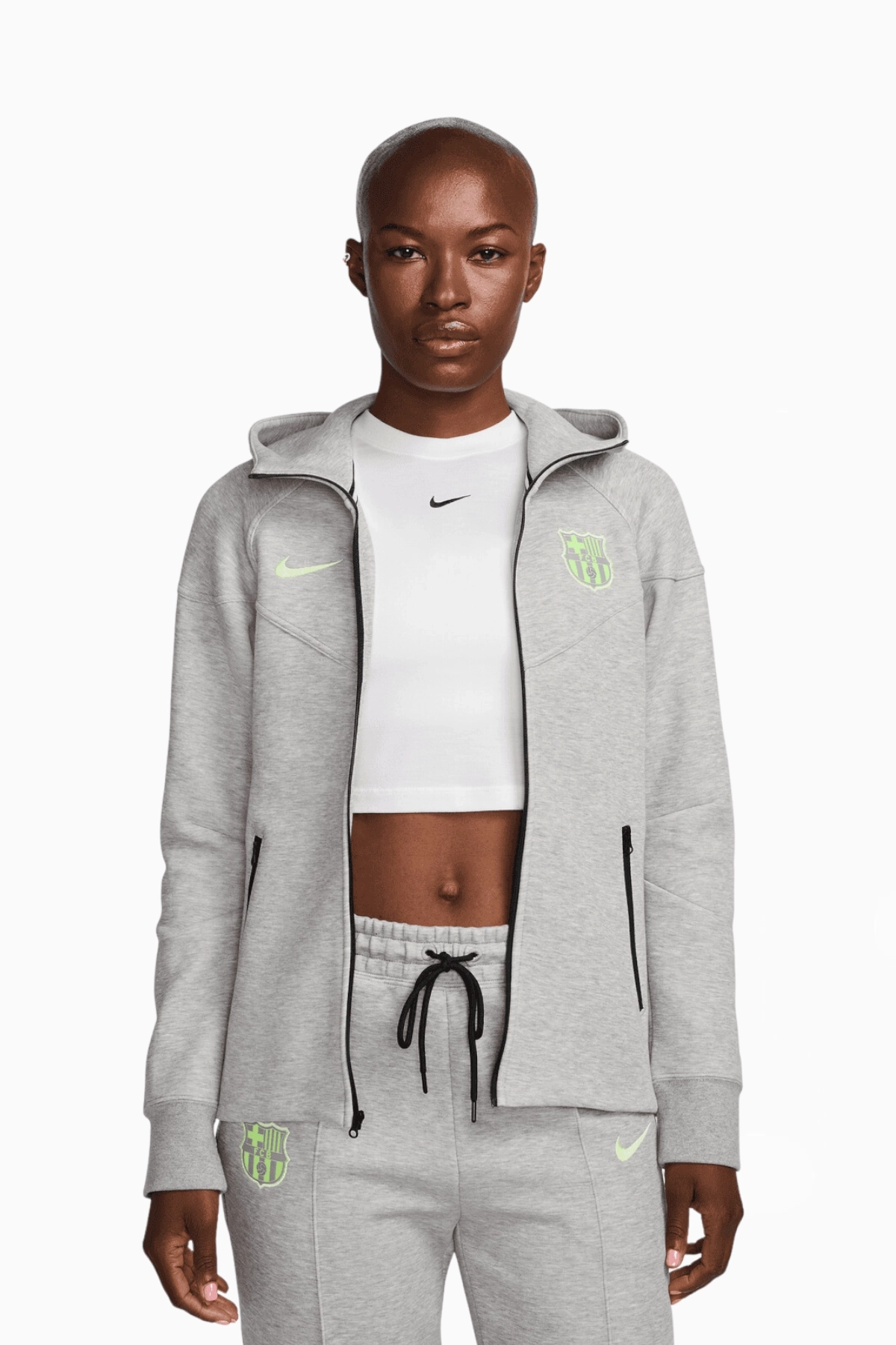 Bluza z kapturem Nike FC Barcelona 24/25 Tech Fleece Windrunner Damska - Szary