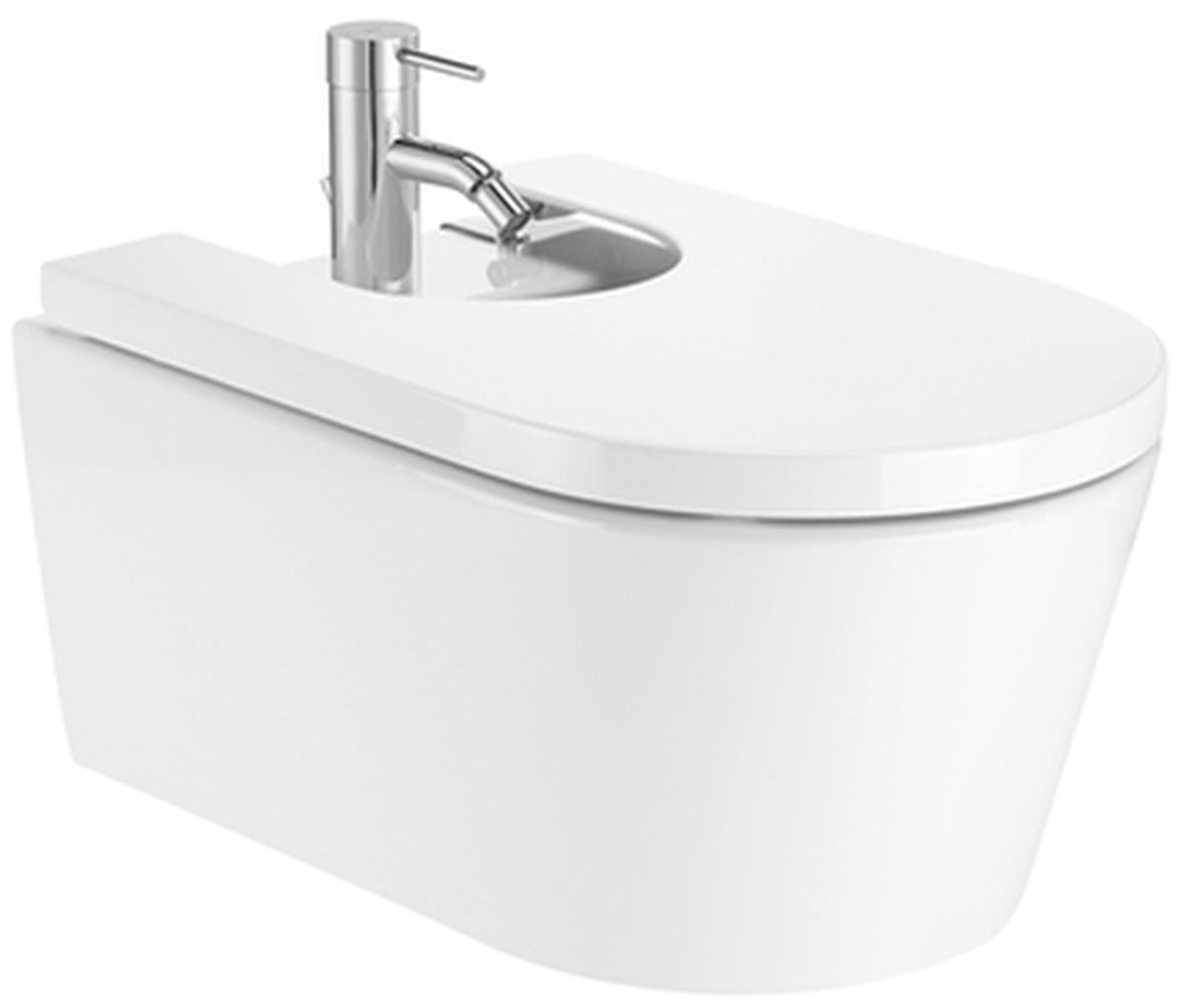Zestaw Roca Inspira Round bidet wiszący Supraglaze z pokrywą wolnoopadającą biały (A357525S00, A80652200B)