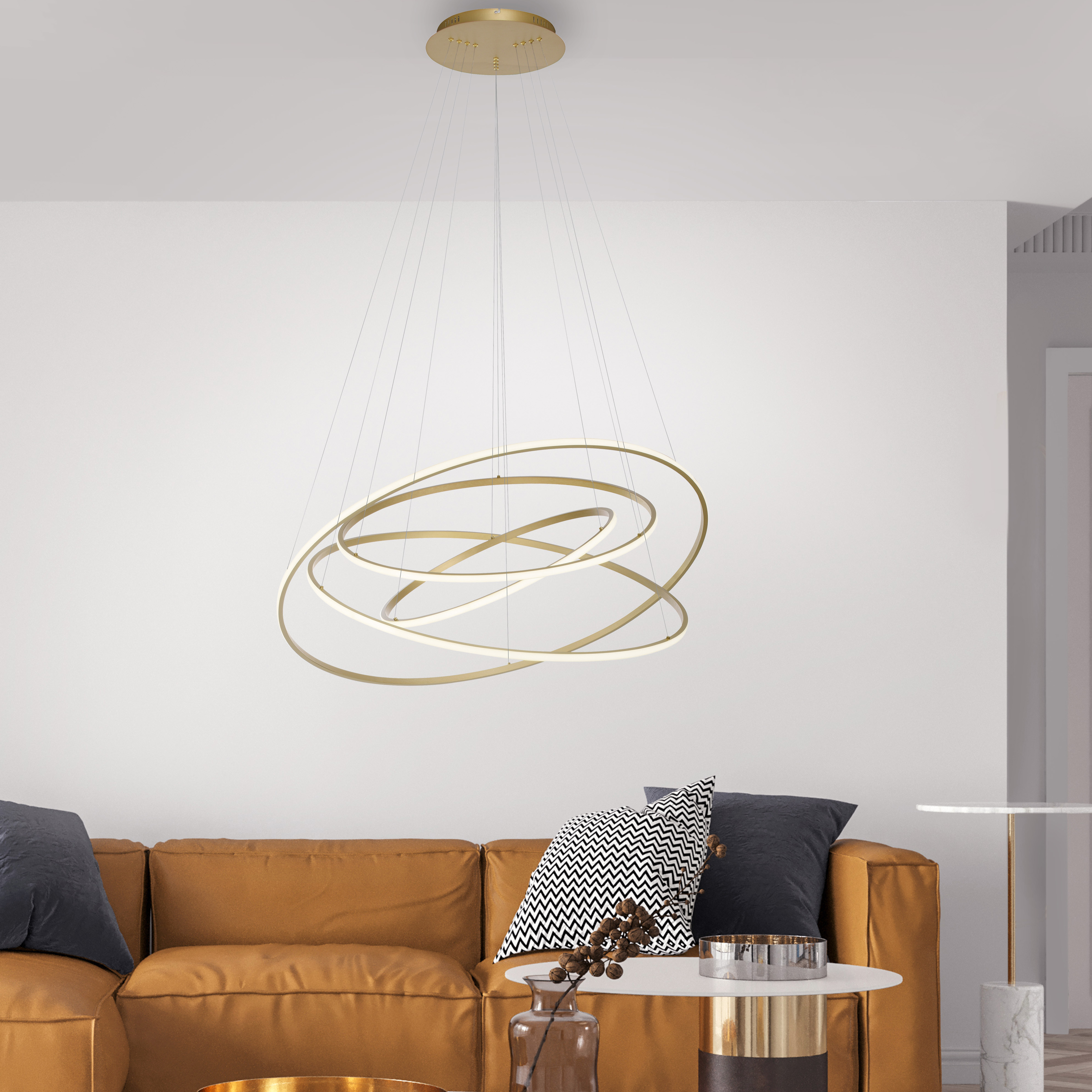 Paul Neuhaus Tessara lampa wisząca 1x97W mosiądz mat 2124-60