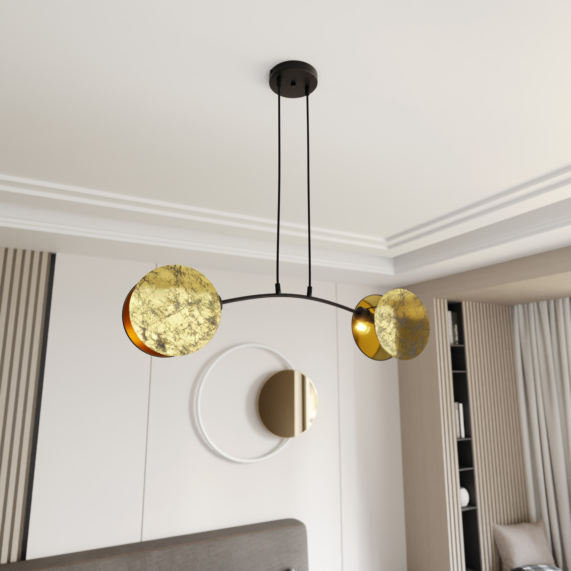 Emibig Motif lampa wisząca 2x15 W czarna-złota 1326/2