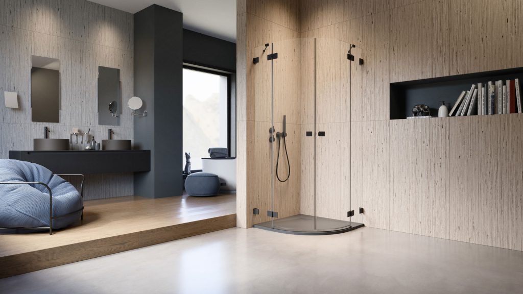 Radaway Essenza Pro Black PDD kabina prysznicowa część prawa 80x80 cm półokrągła 10095080-54-01R