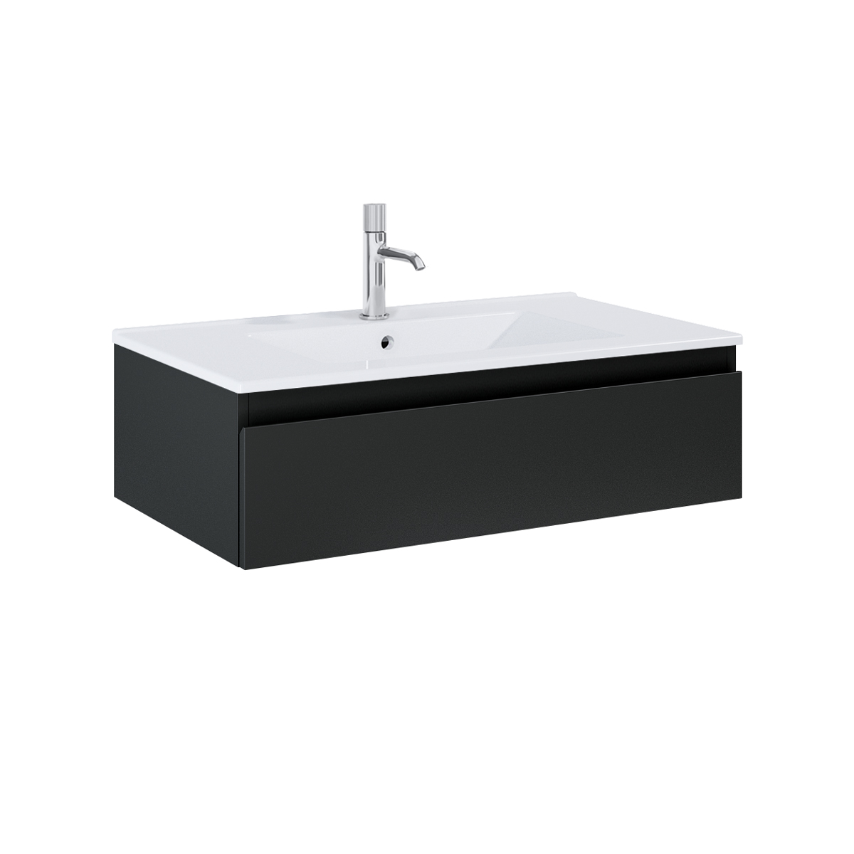 Oltens Vernal umywalka z szafką 80 cm biały/czarny mat 68006300 - Wysyłka w 24h
