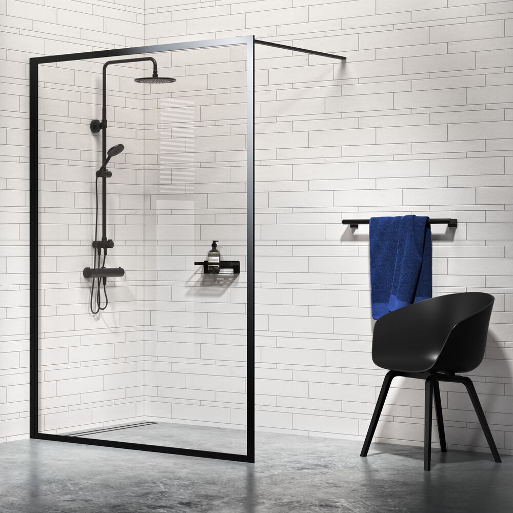Sealskin Contour Walk-In ścianka prysznicowa 120 cm wolnostojąca czarny mat/szkło przezroczyste CDA31186195100