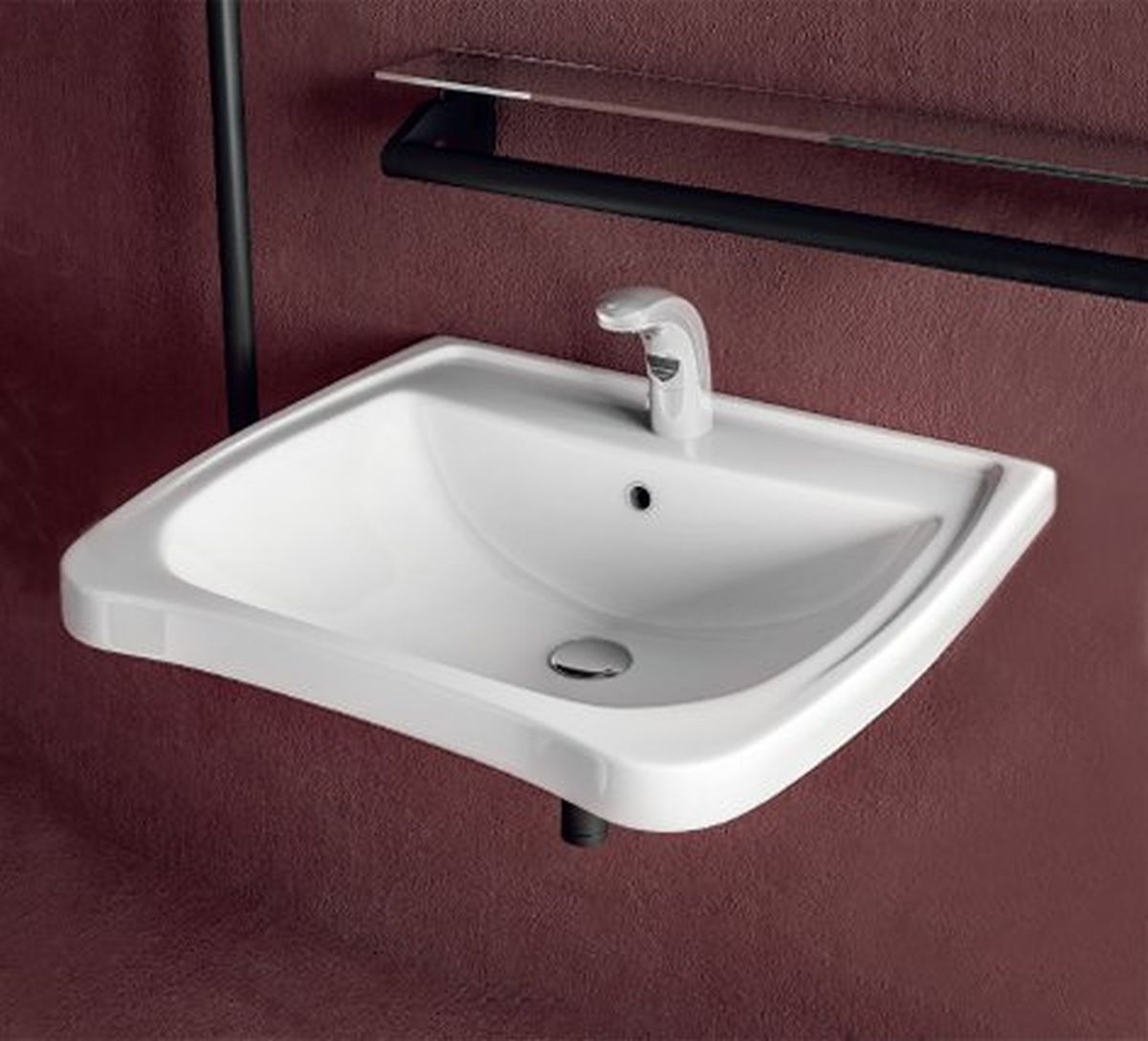 Sapho Disabled umywalka 60x55 cm prostokątna ścienna dla niepełnosprawnych biała 5160