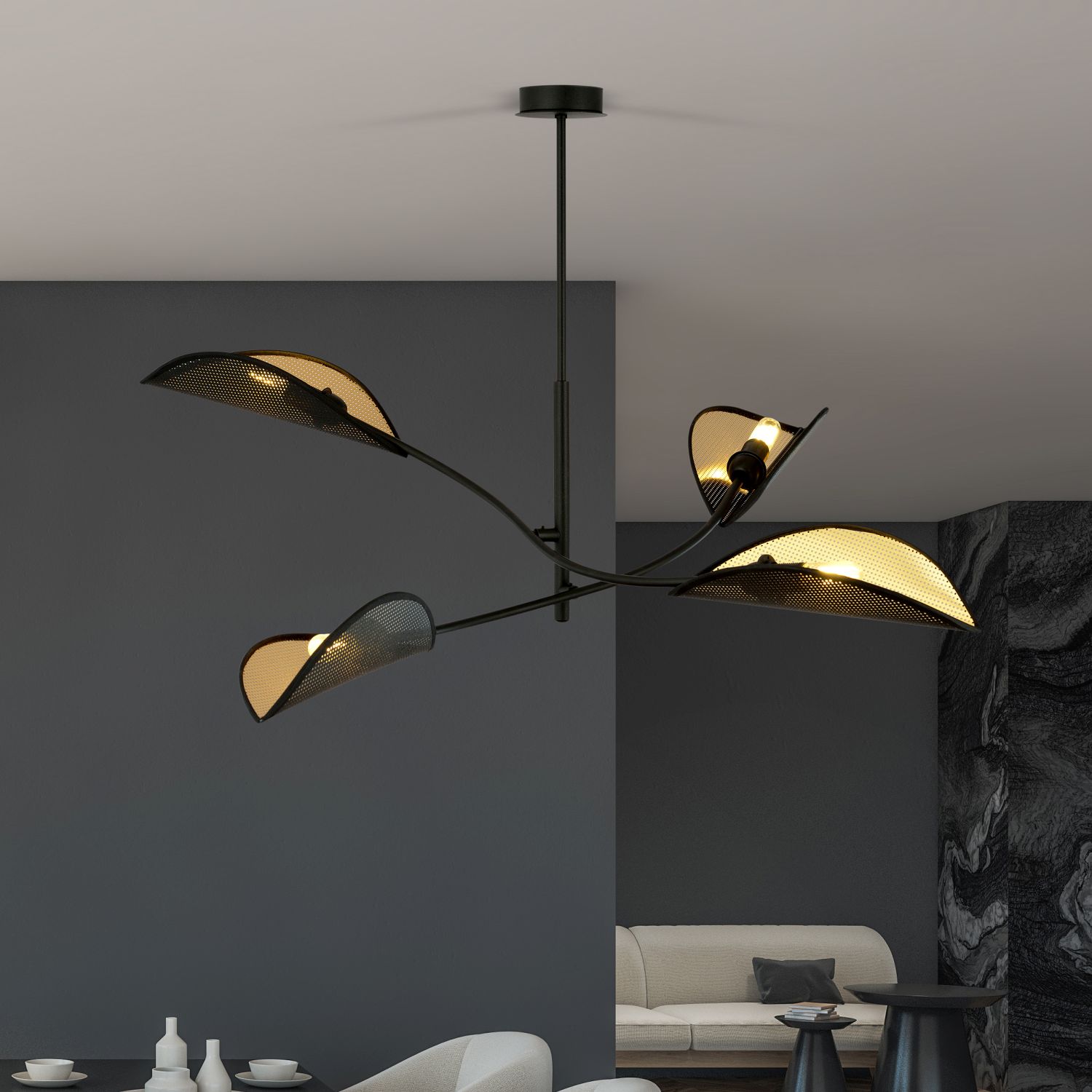 Emibig Lotus lampa podsufitowa 4x10 W czarna-złota 1106/4