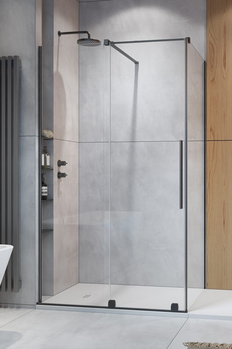 Radaway Furo Brushed Gunmetal KDJ drzwi prysznicowe 130 cm lewe gumetal brushed/szkło przezroczyste 10104672-92-01L/10110630-01-01