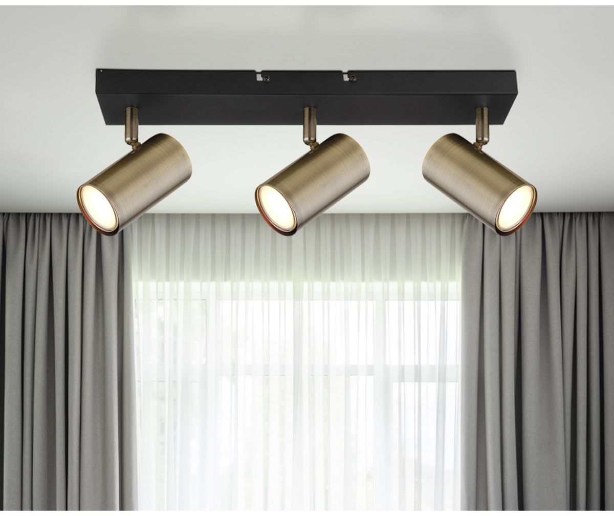 Globo Lighting Robby lampa podsufitowa 3x35W czarny mat/mosiądz 57911-3M