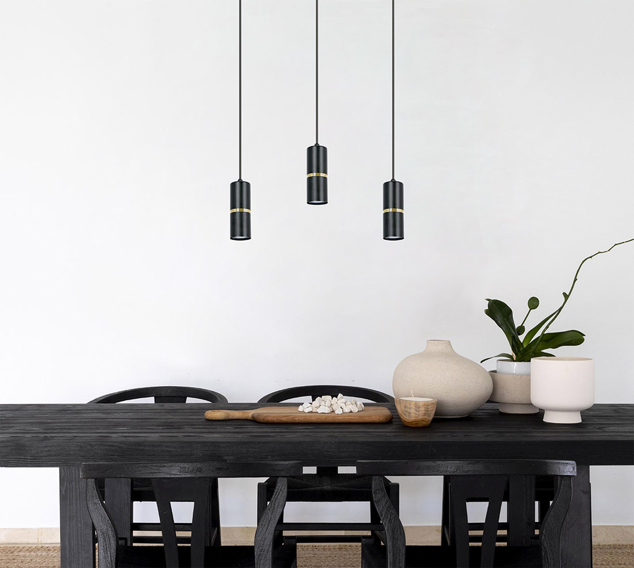 Kaja Ines lampa wisząca 3x10W LED czarny/złoty K-5241