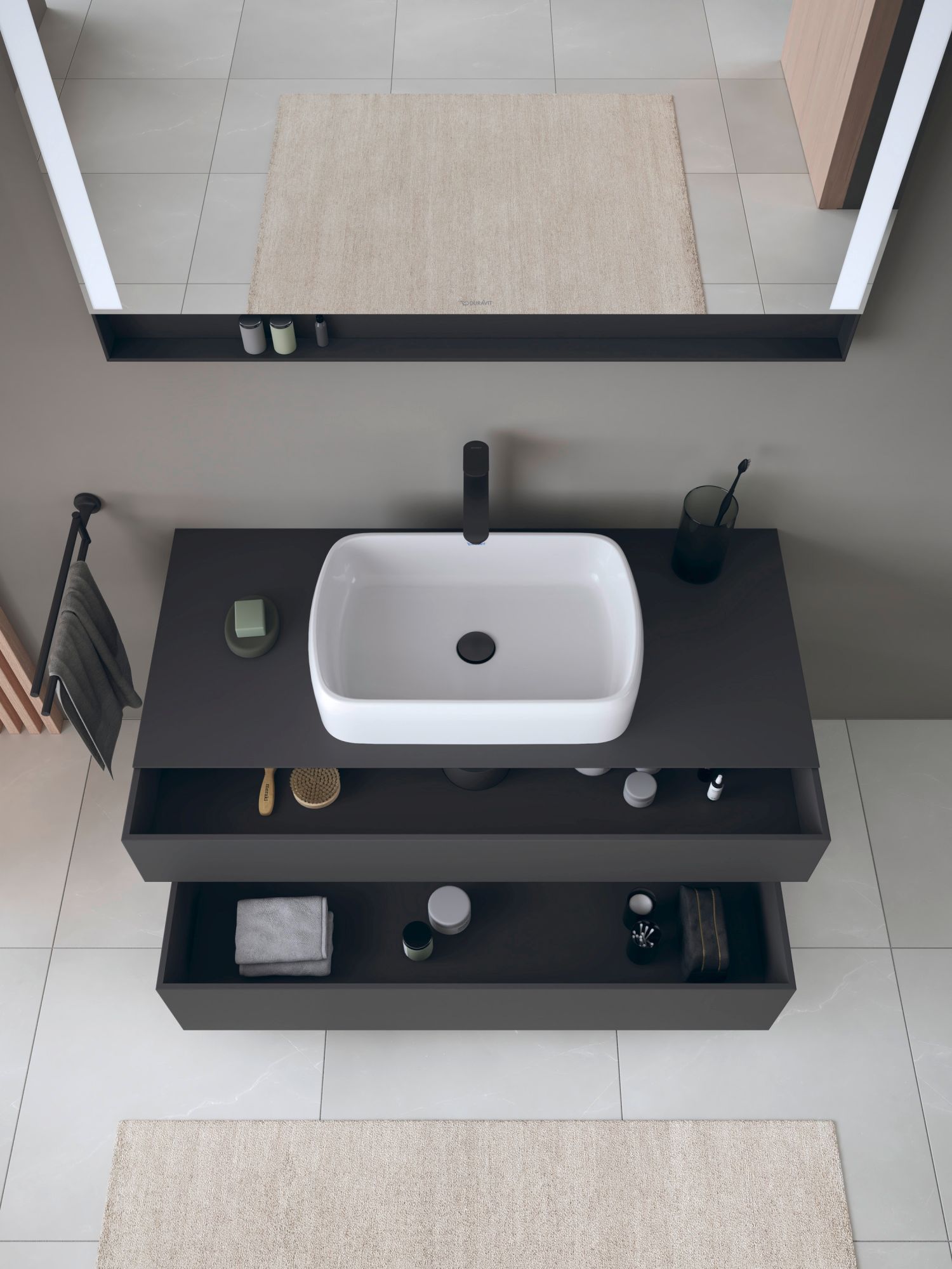 Duravit Qatego szafka 120 cm podumywalkowa wisząca grafit mat QA4732049490010