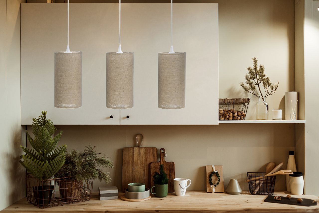 BPS Koncept Boho Ellegant Slim lampa wisząca 3x60W beżowa 0T0-L3-003