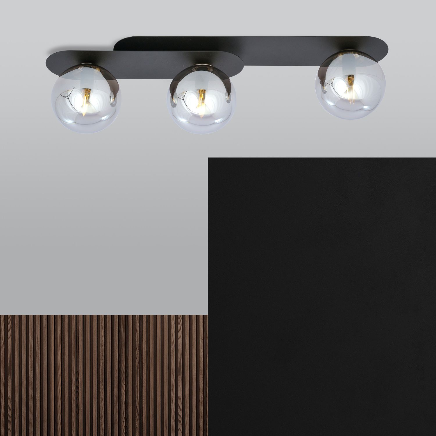 Emibig Plaza lampa podsufitowa 3x10 W czarna-grafitowa 1119/3