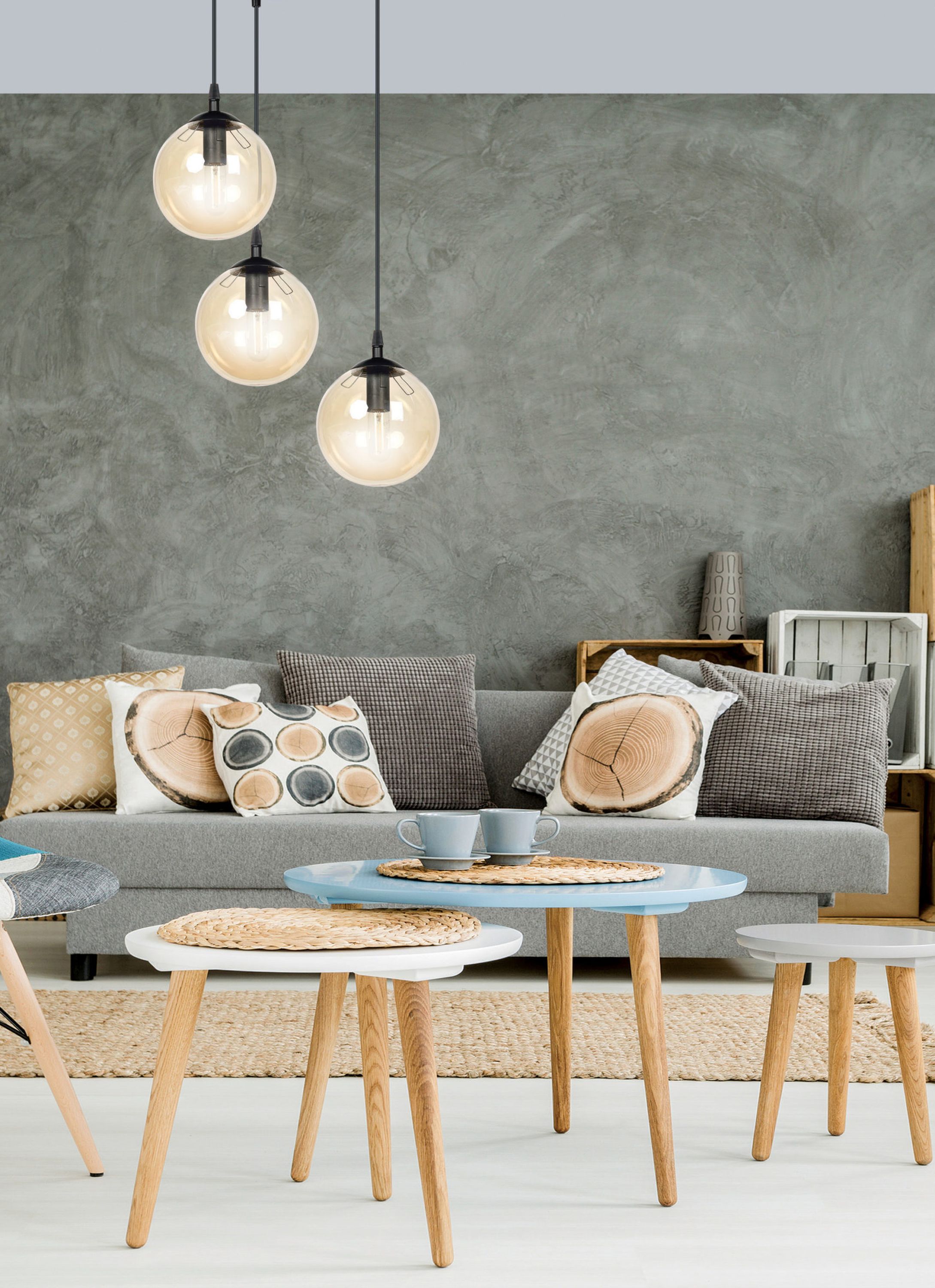 Emibig Cosmo lampa wisząca 3x10 W czarna-bursztynowa 713/3PREM