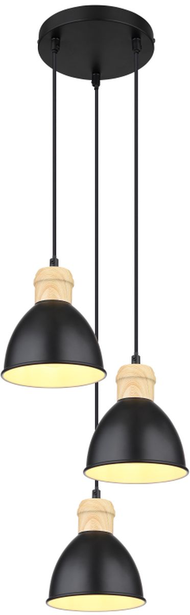 Globo Lighting Wiho lampa wisząca 3x40W czarna/drewno 54018-3HS