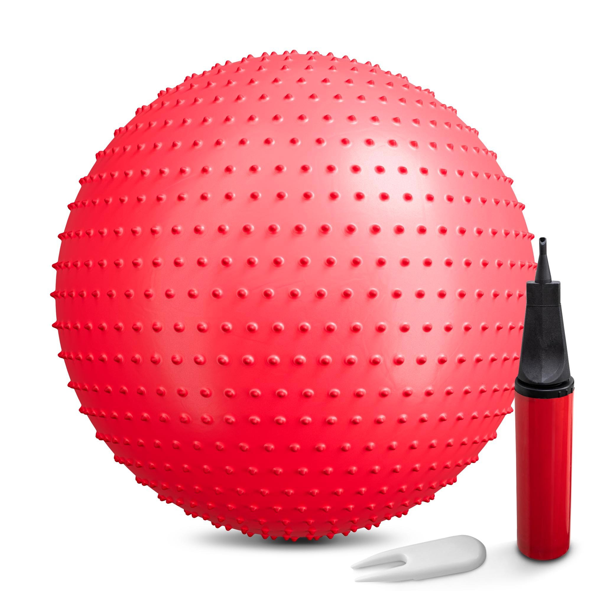 Piłka fitness z wypustkami 65 cm z pompką -czerwona