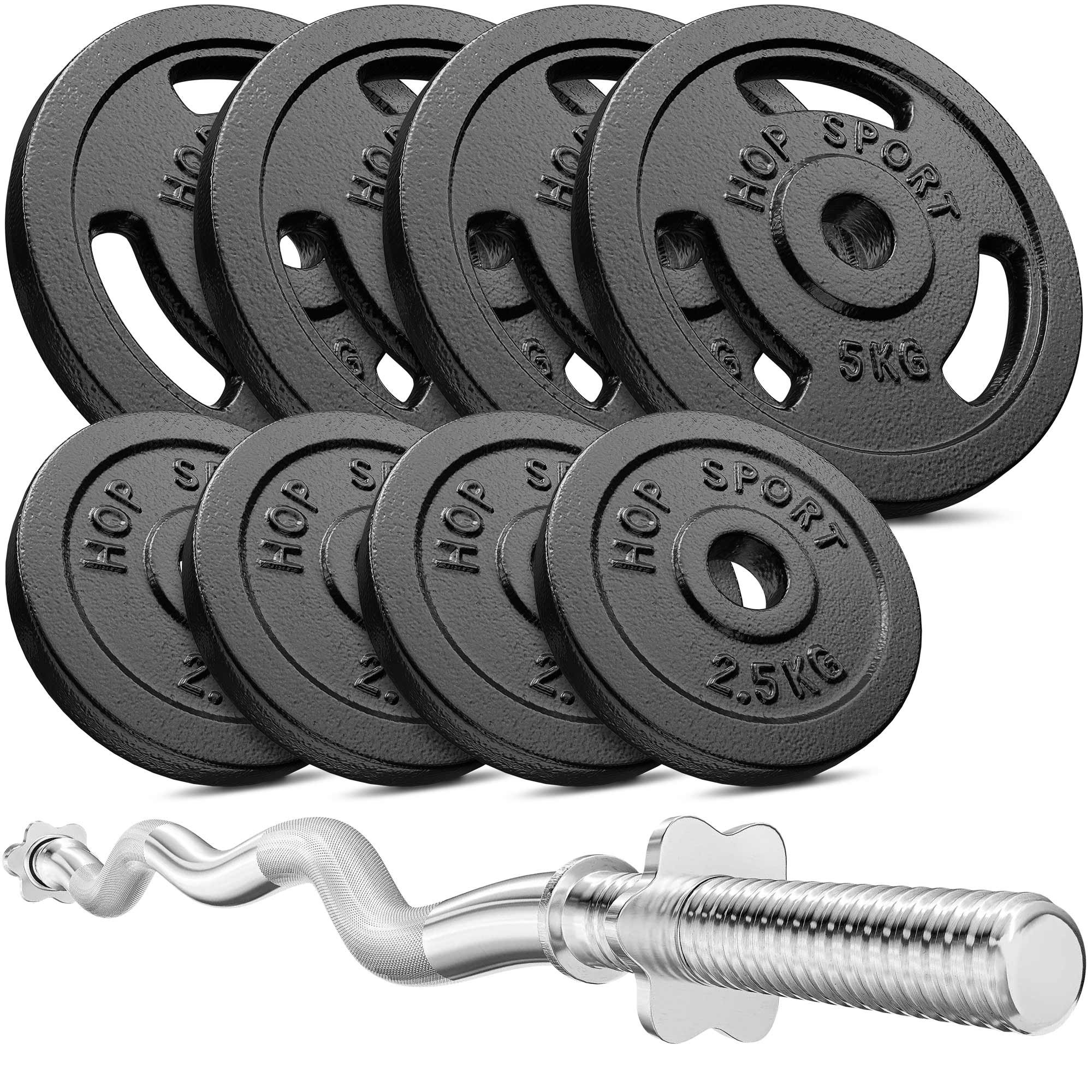 Zestaw obciążeń żeliwnych Strong 37kg z gryfem łamanym