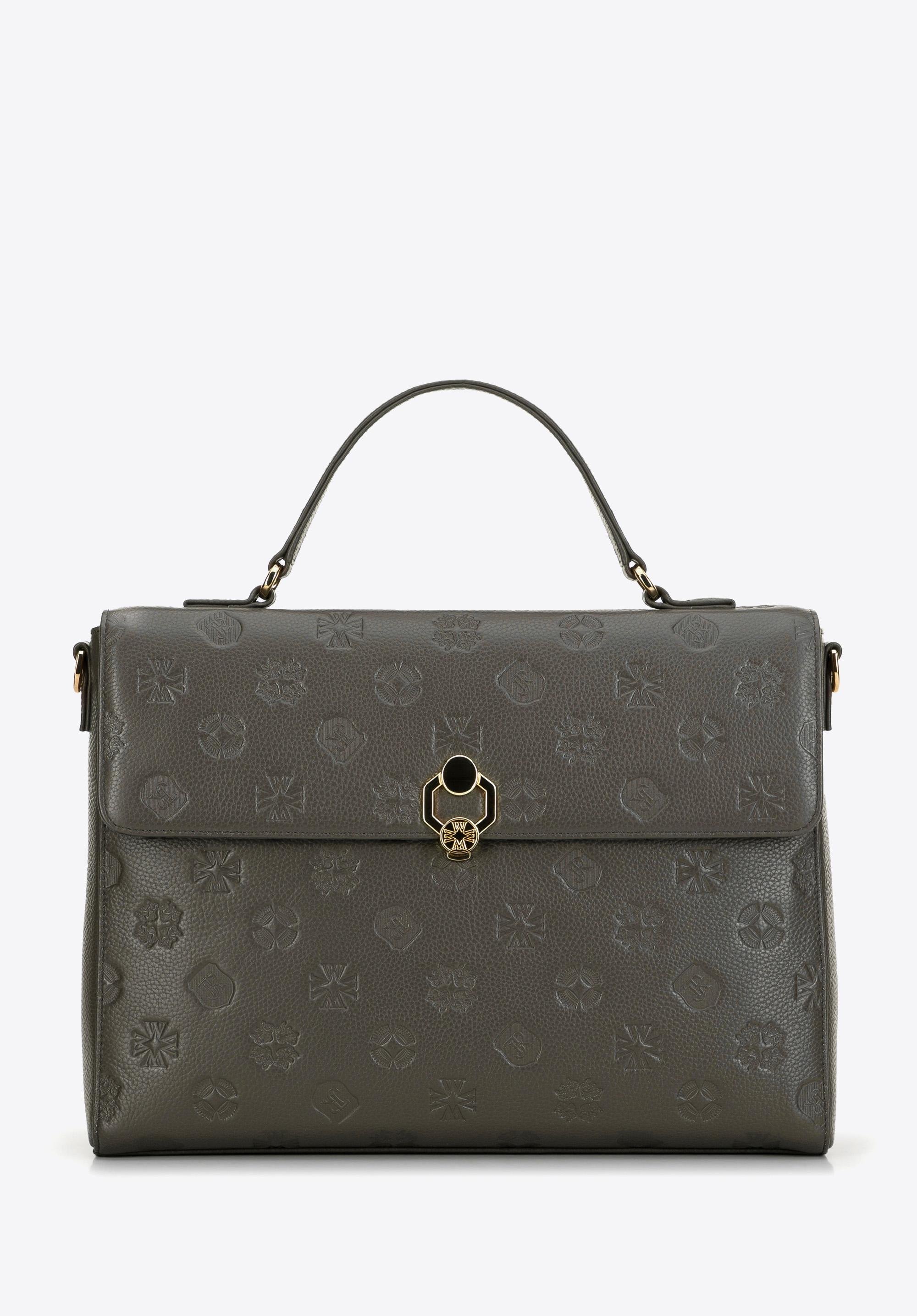 Skórzana torba na laptopa 14" w monogram taupe