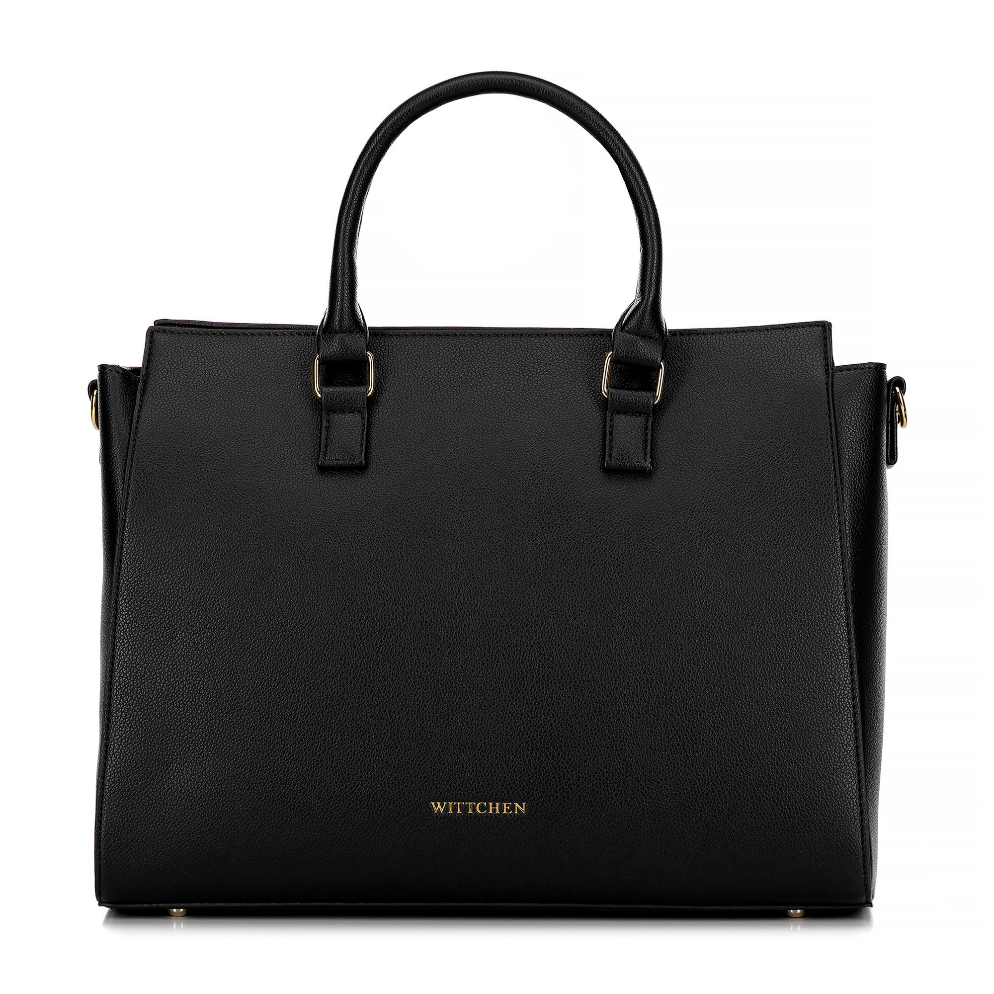 Damska torba na laptopa 17" z imitacji skóry czarno - złota