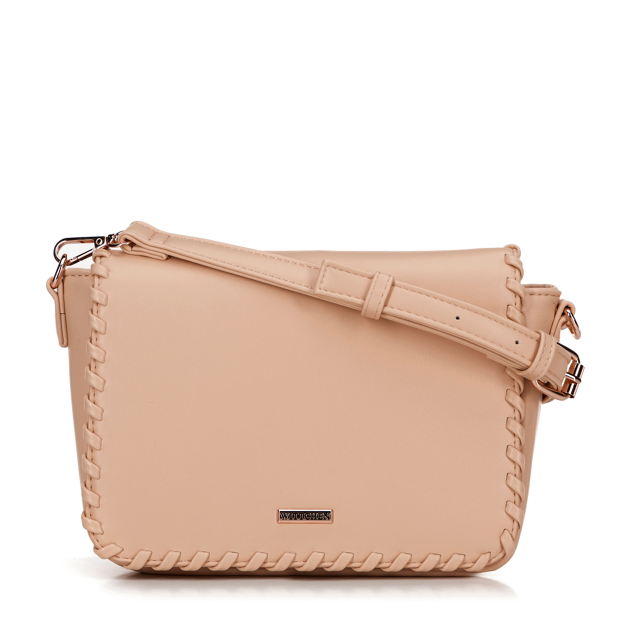 Damska crossbody z obszytą klapą beżowa