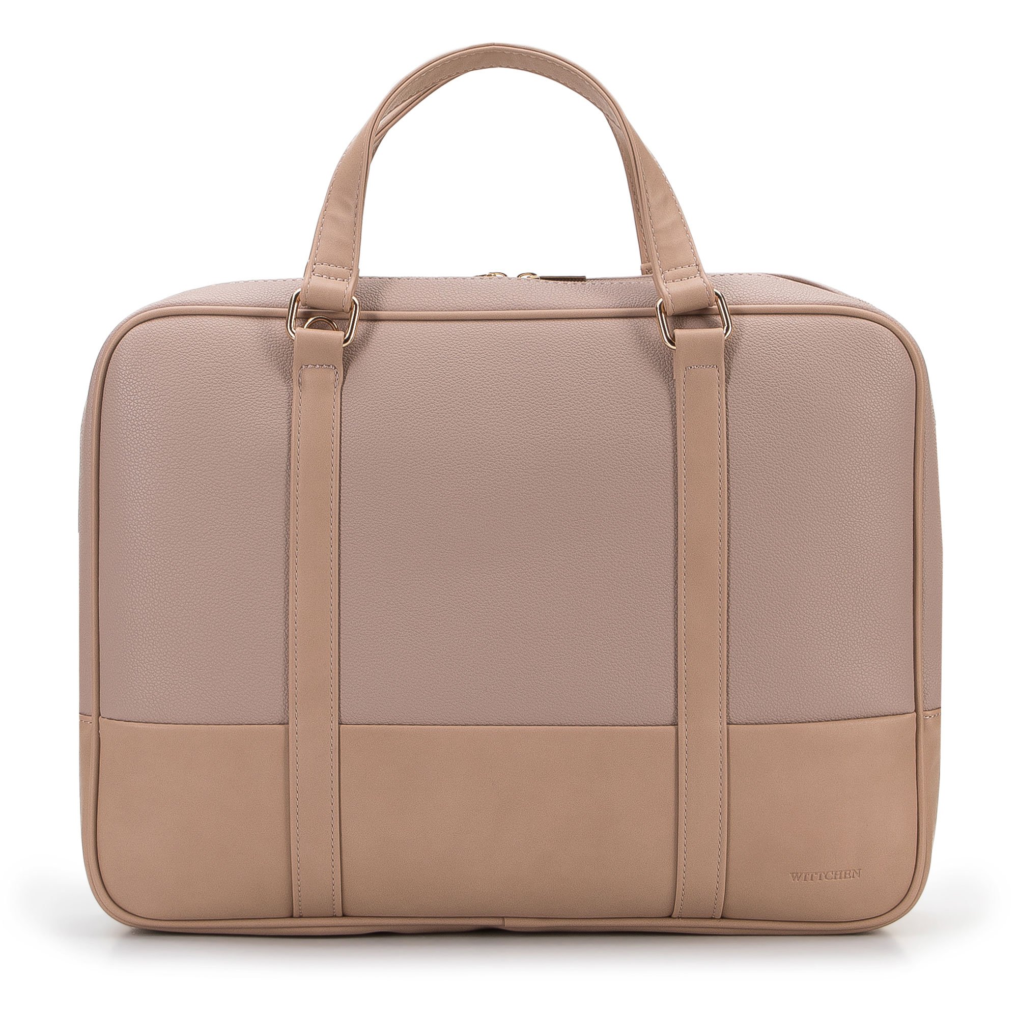 Torba na laptopa 15,6” z ekoskóry o dwóch fakturach dwukomorowa beżowa