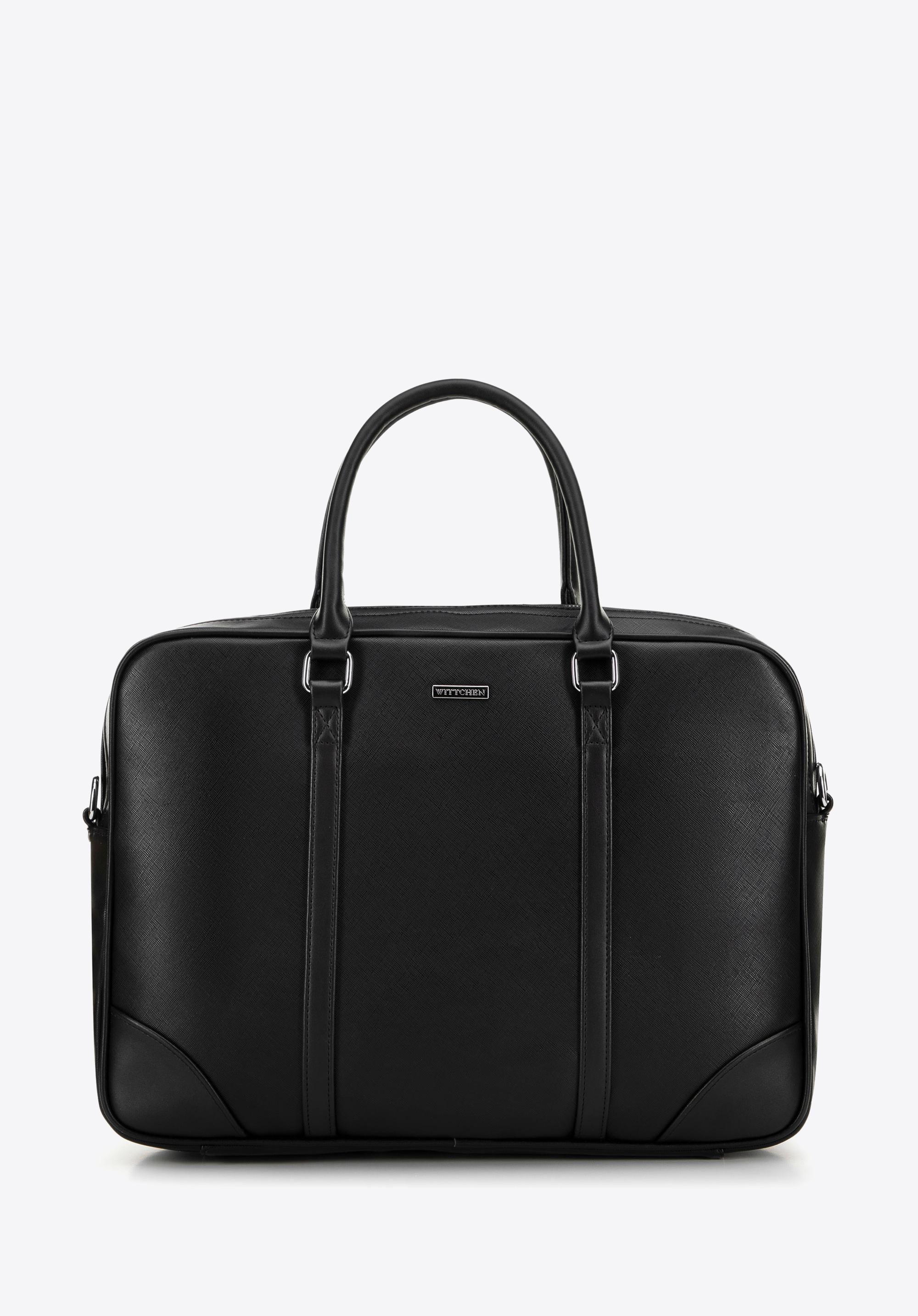 Męska torba na laptopa 15'' ze skóry ekologicznej czarna