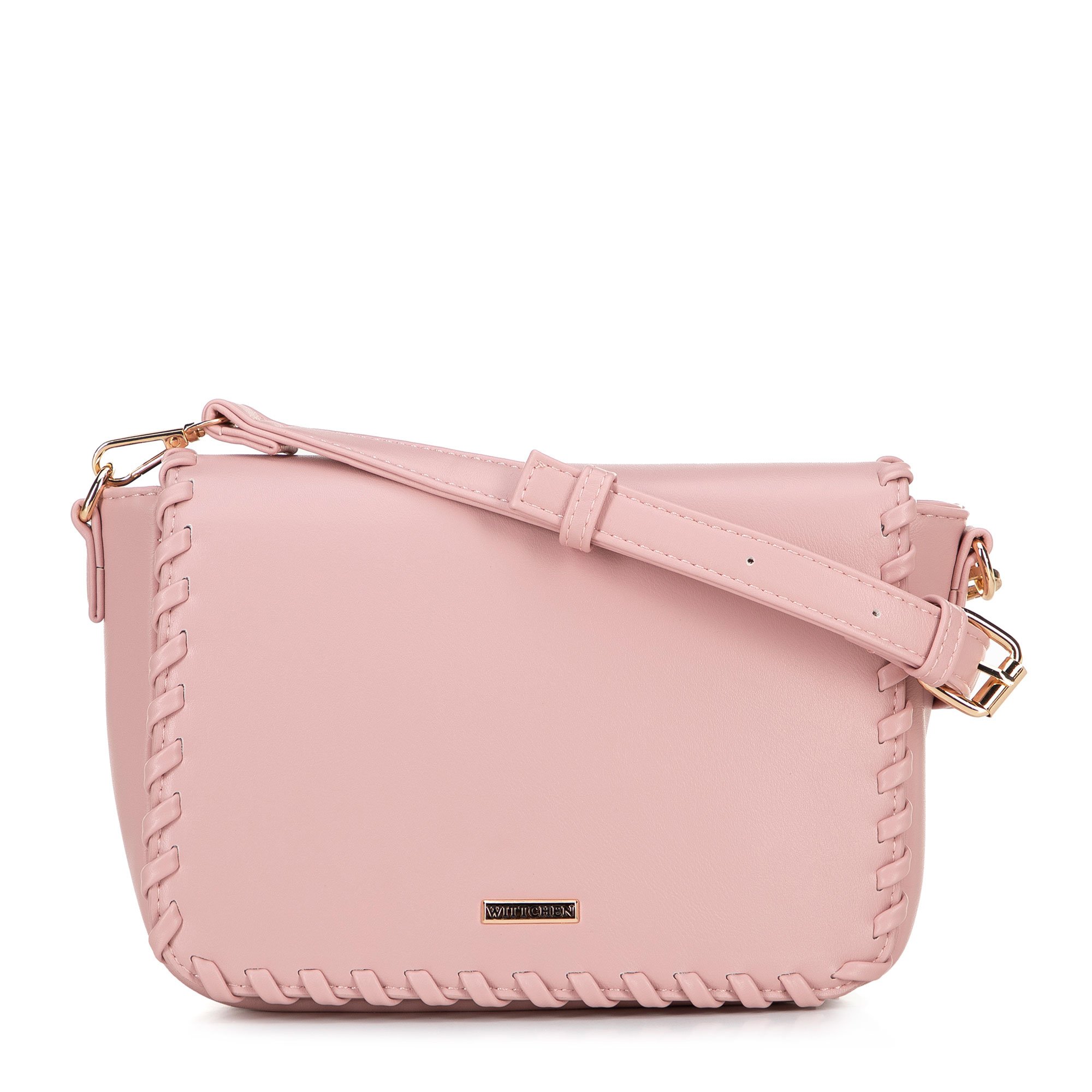 Damska crossbody z obszytą klapą różowa