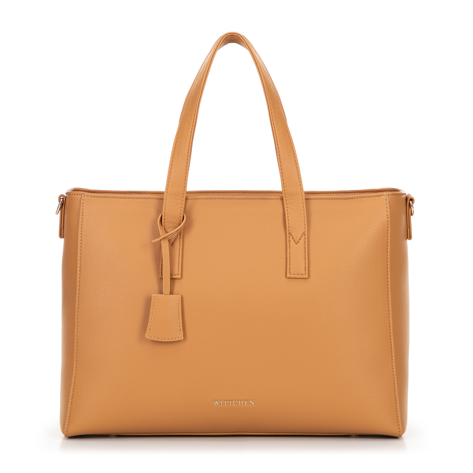 Damska torba na laptopa 16" z imitacji skóry camel