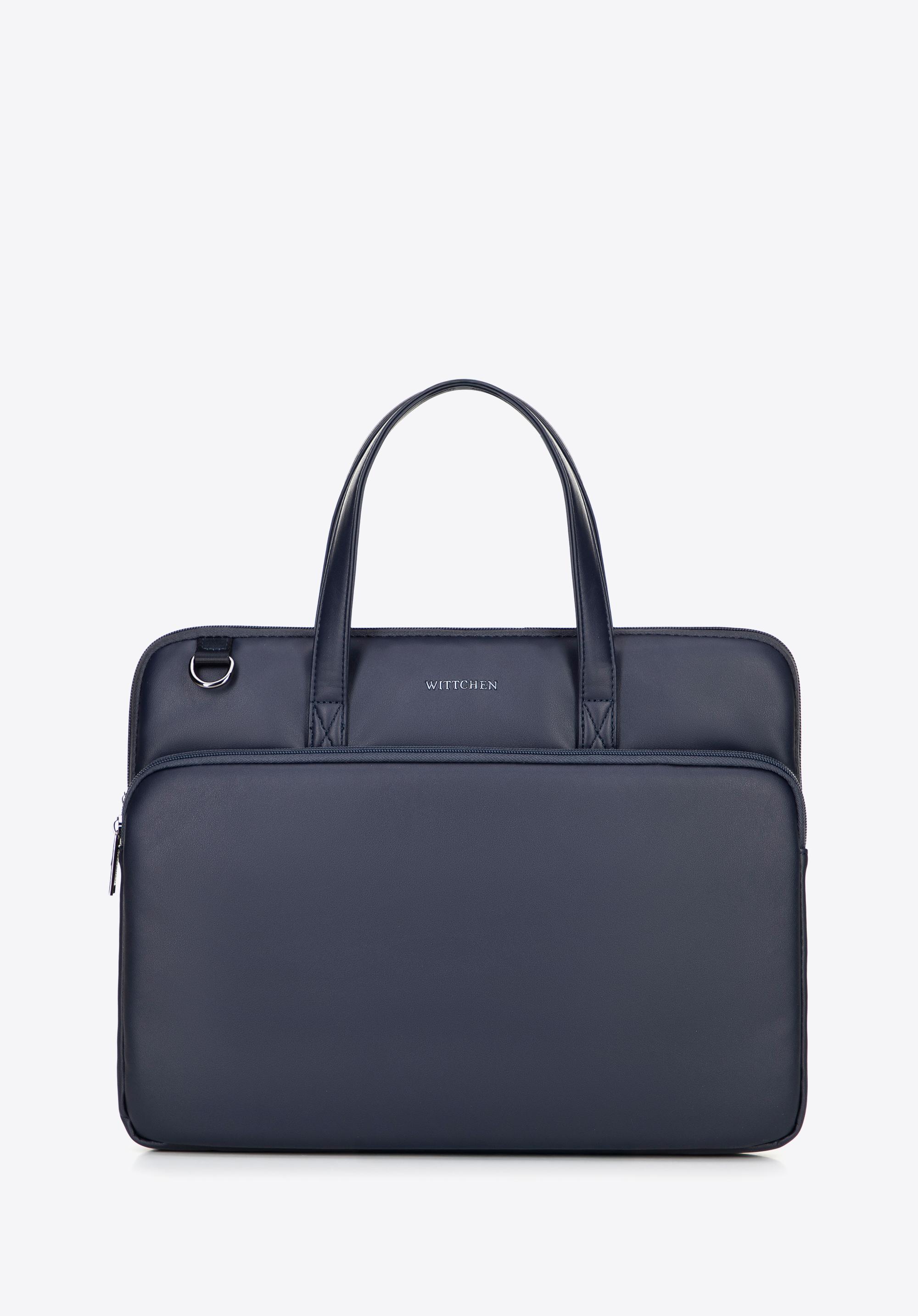 Męska torba na laptopa 16” z imitacji skóry granatowa