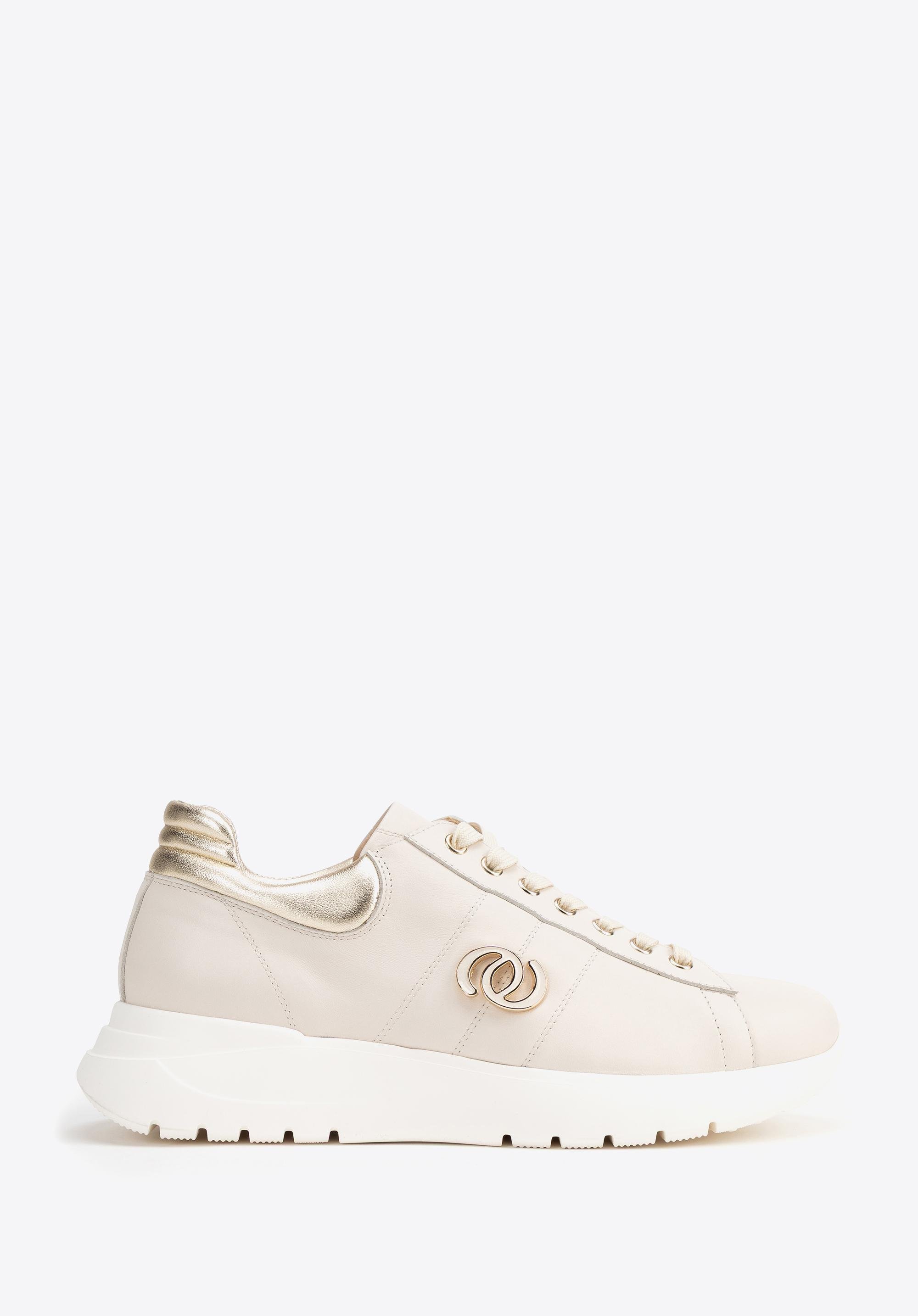 Damskie sneakersy z naturalnej skóry beżowe