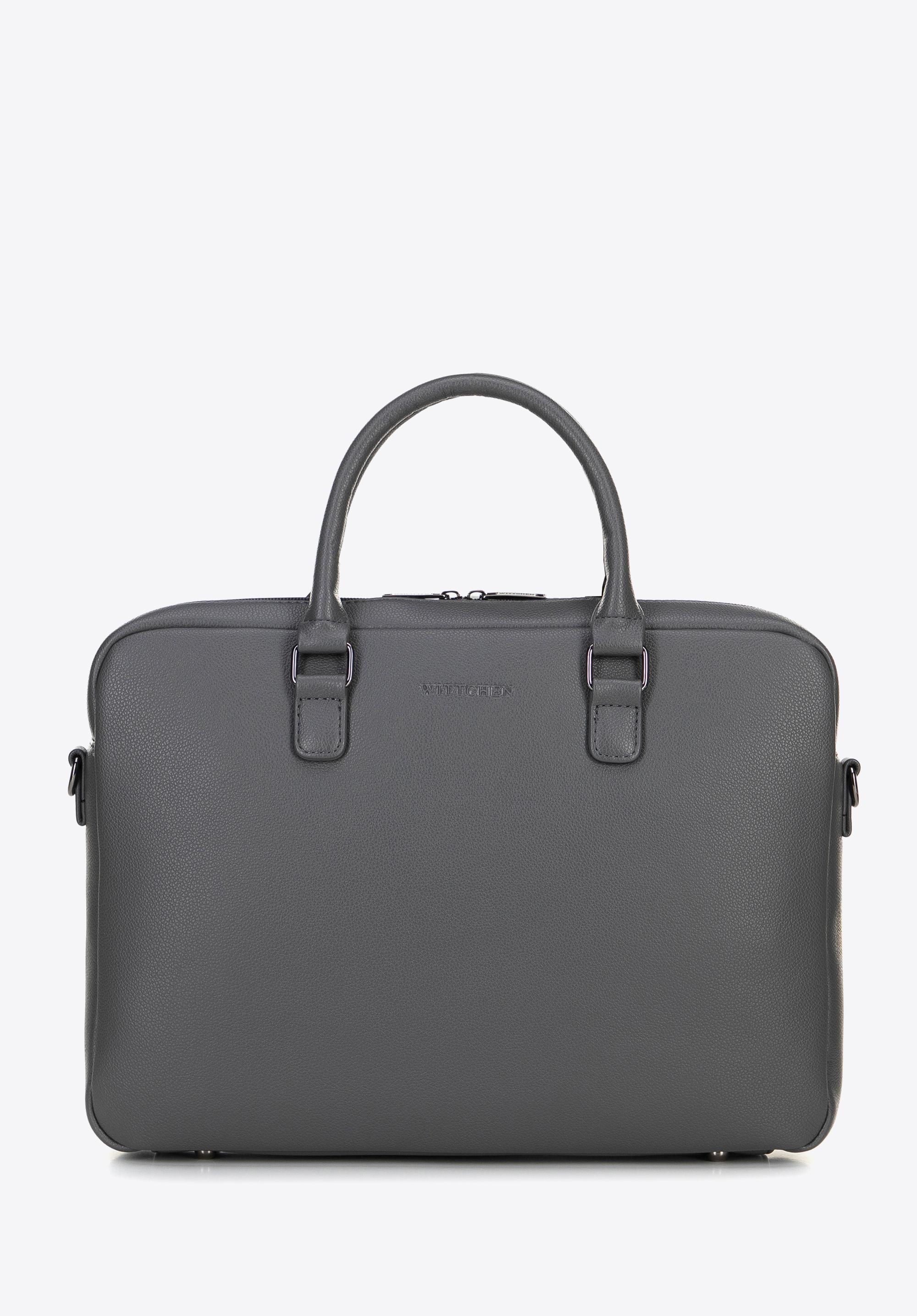 Męska torba na laptopa 16" z imitacji skóry szara