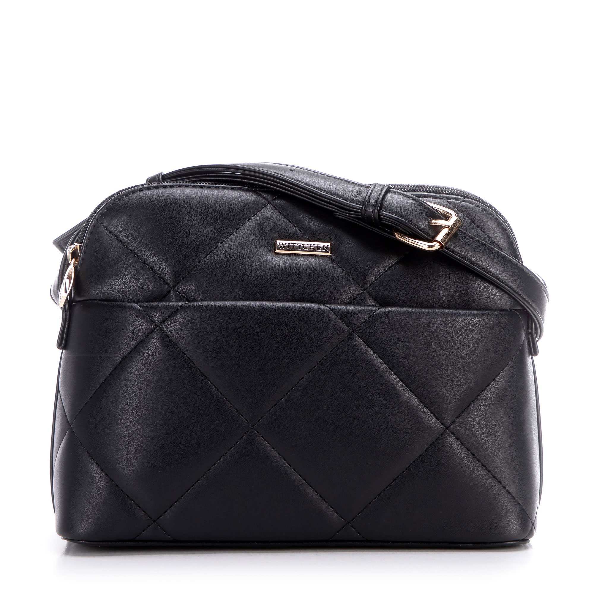 Damska crossbody z przeszyciami ekoskóra czarno - złota