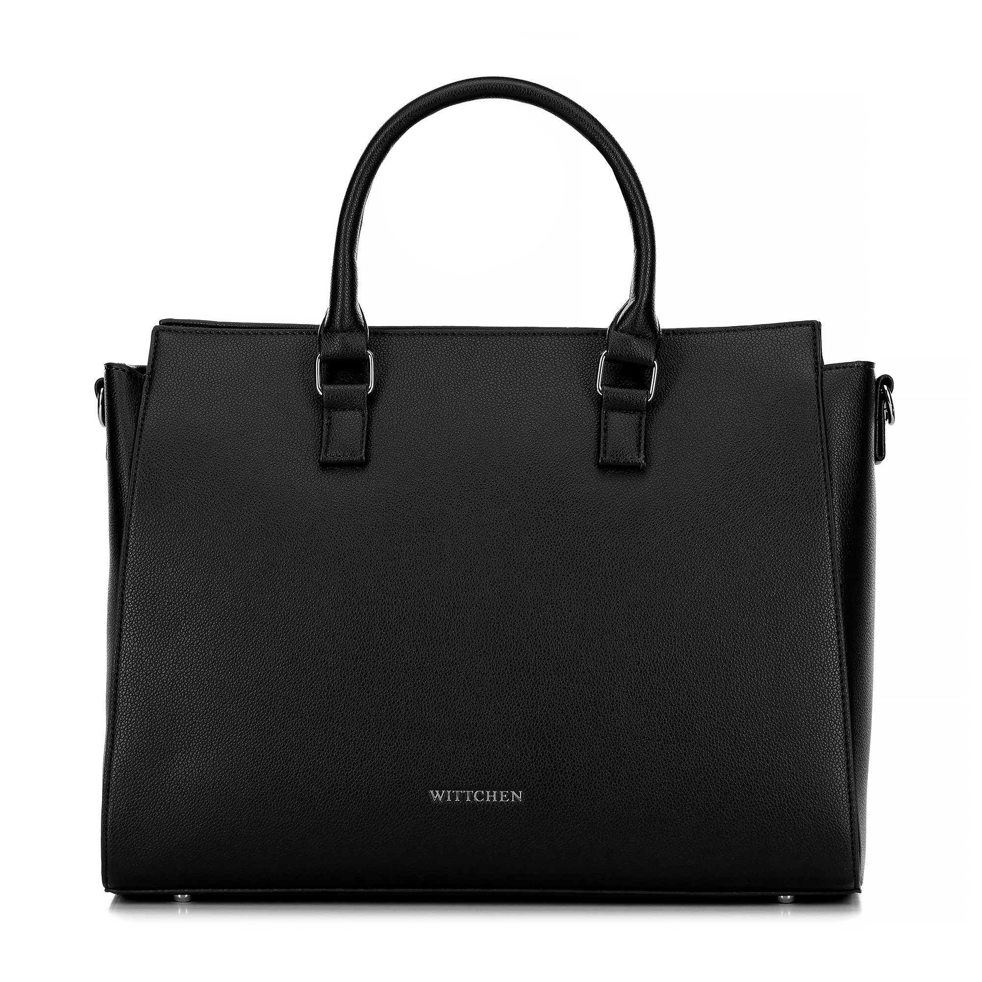 Damska torba na laptopa 17" z imitacji skóry czarno - srebrna