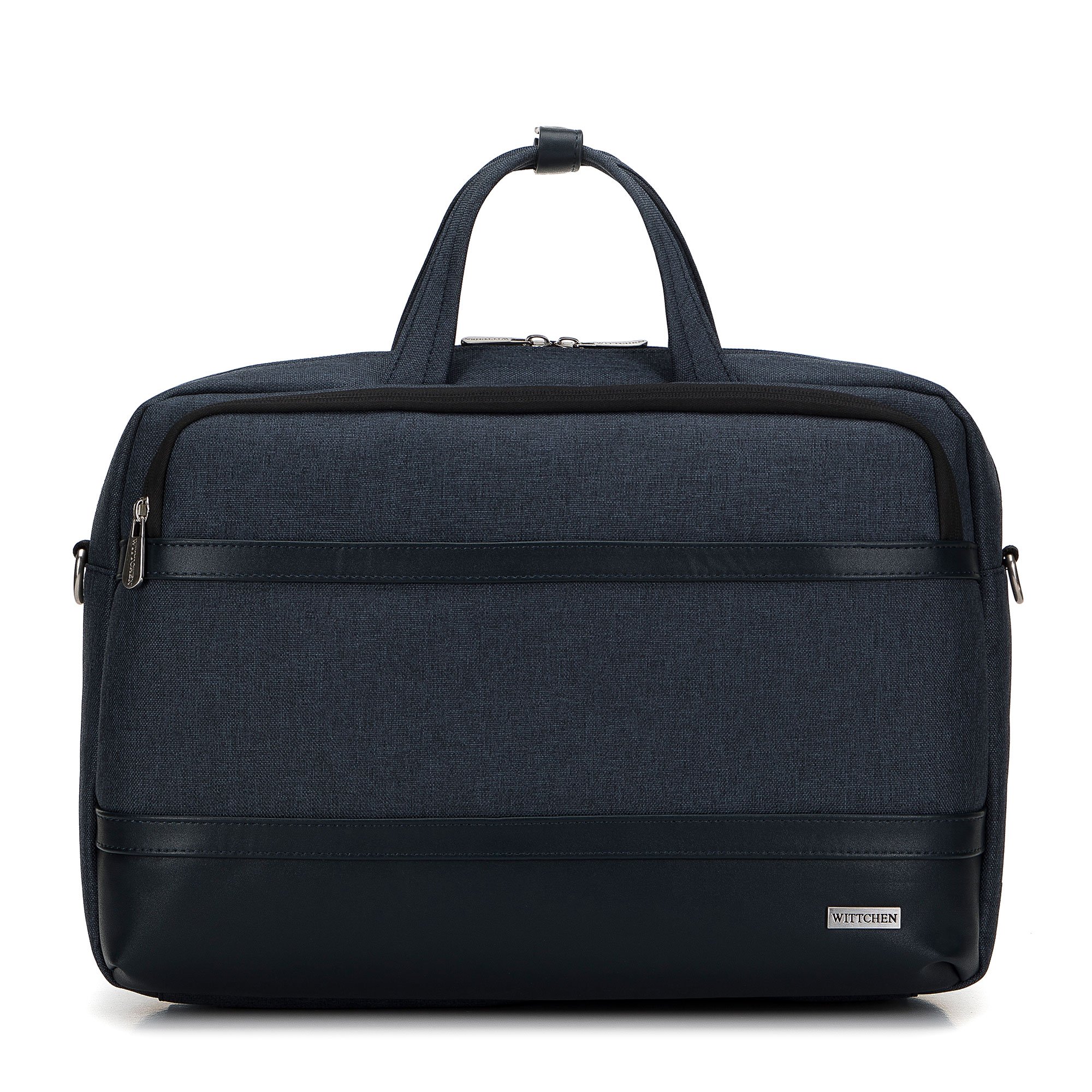Męska torba na laptopa 15,6” z lamówką z ekoskóry granatowa