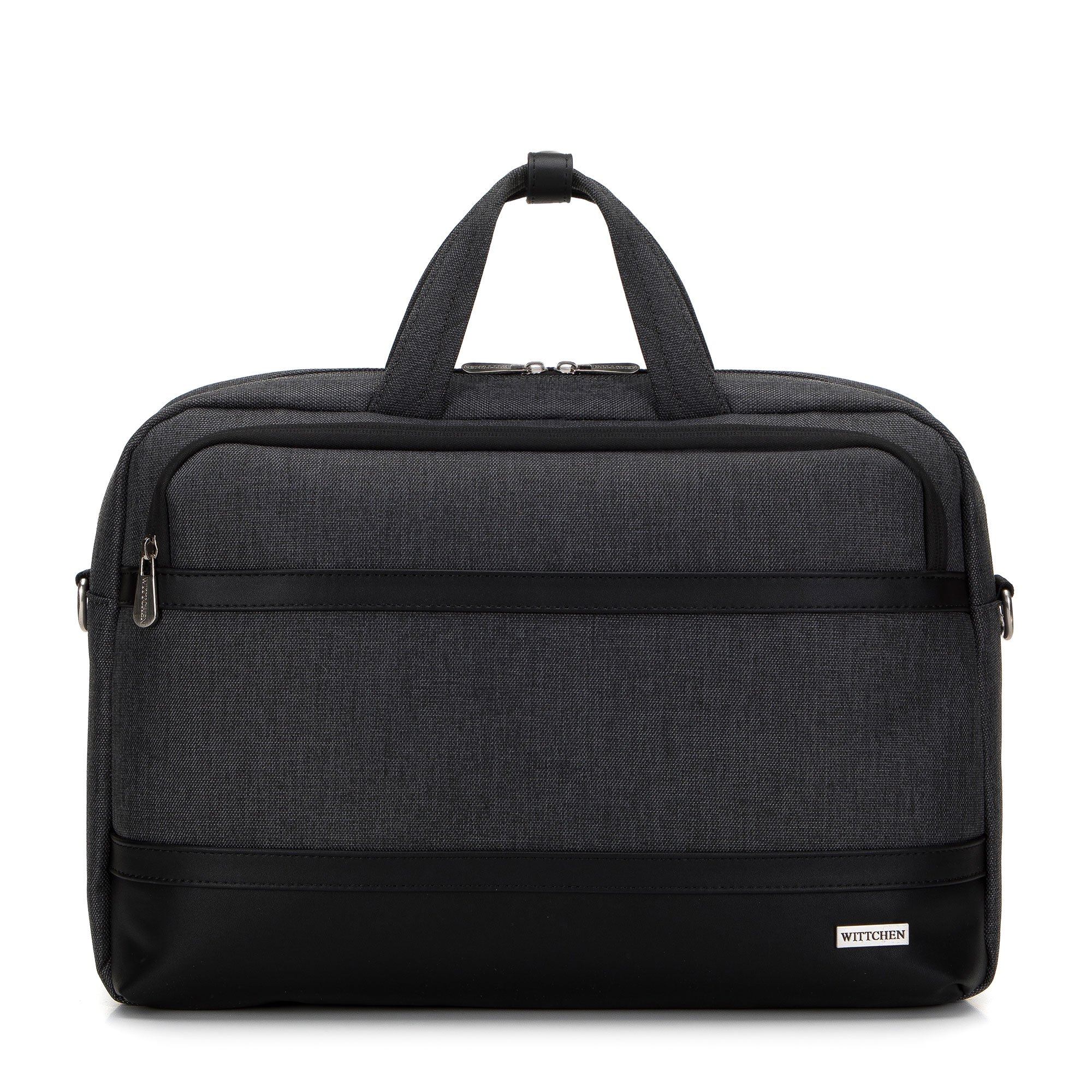 Męska torba na laptopa 15,6” z lamówką z ekoskóry czarna